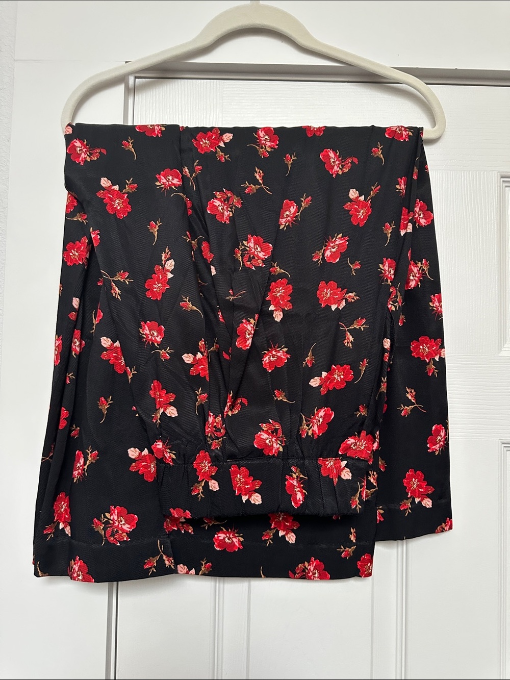 Maeve Floral Red on Black Flowy Pants